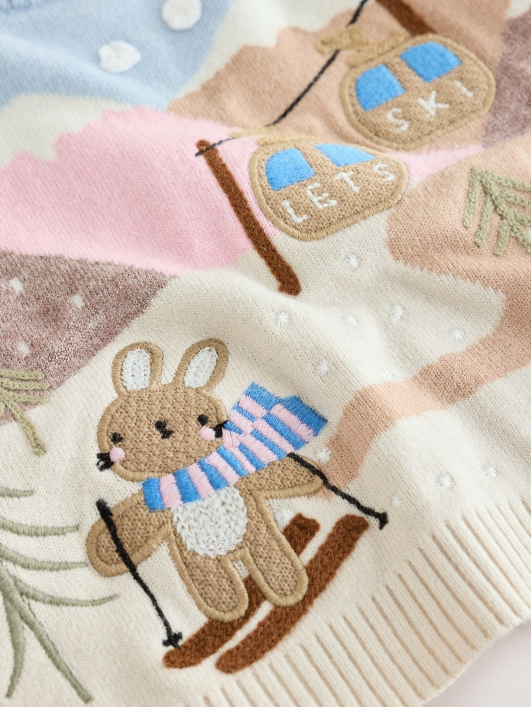 Ecru Bunny Character Knitted Scene Jumper and Leggings Baby