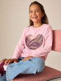 Pink Long Sleeve Sequin Heart Top