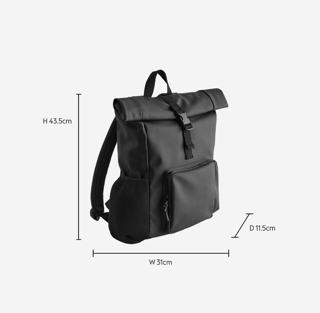 Black Roll Top Backpack