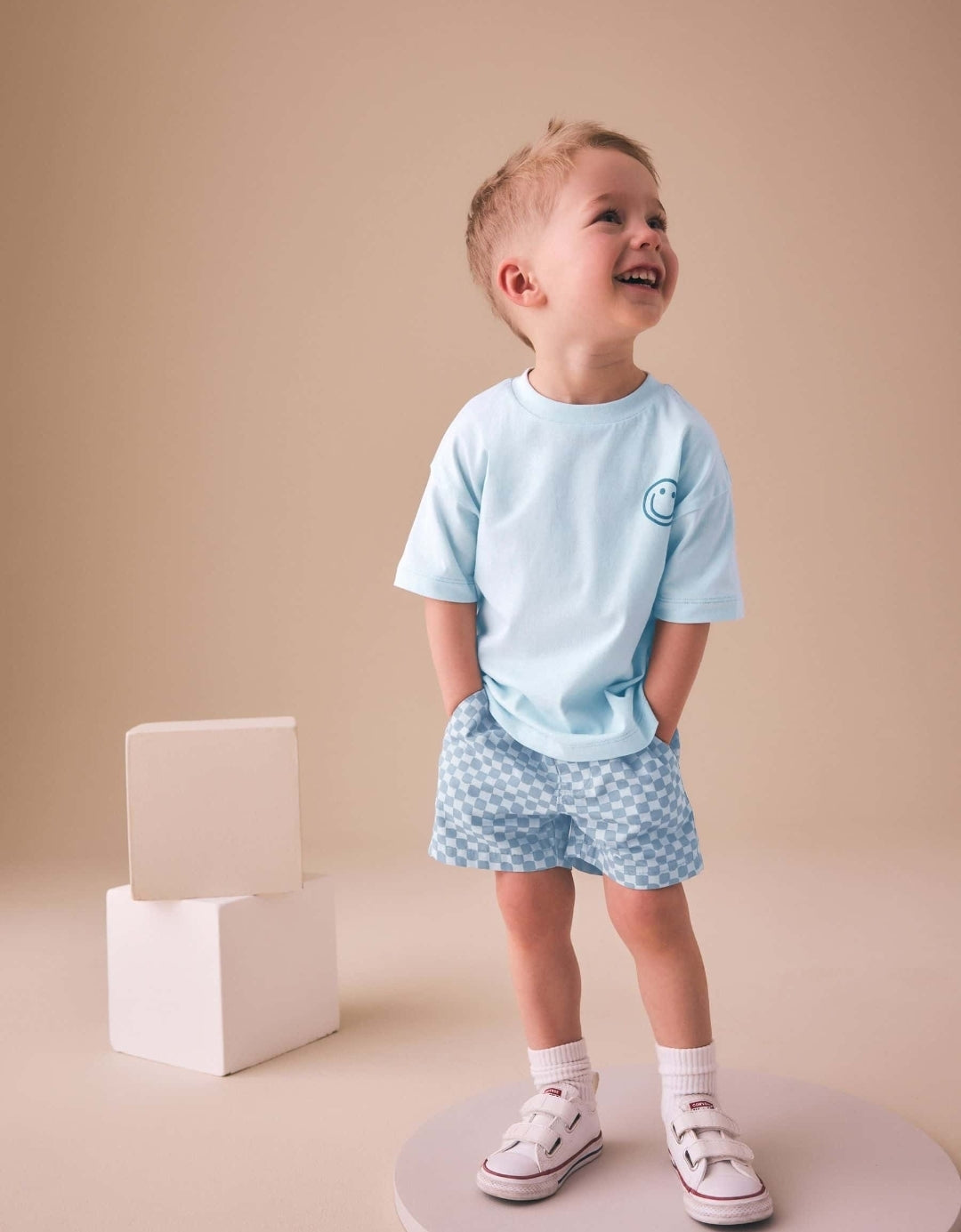 Blue Checkerboard Short Sleeve
T-Shirt & Shorts Set