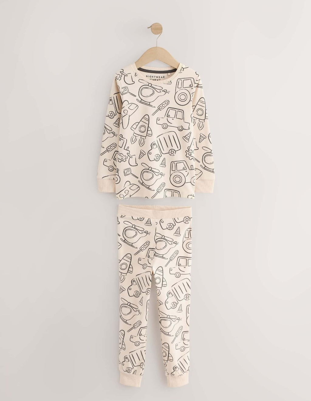 Brown/Cream Transport Snuggle Pyjamas 3 Pack