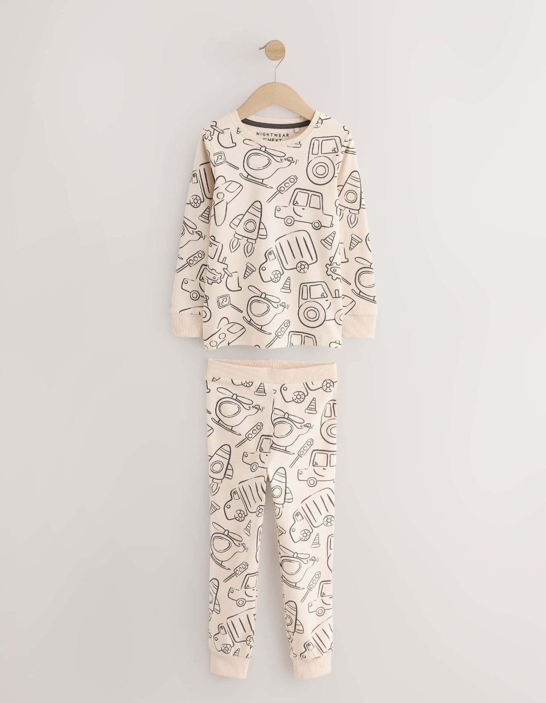 Brown/Cream Transport Snuggle Pyjamas 3 Pack