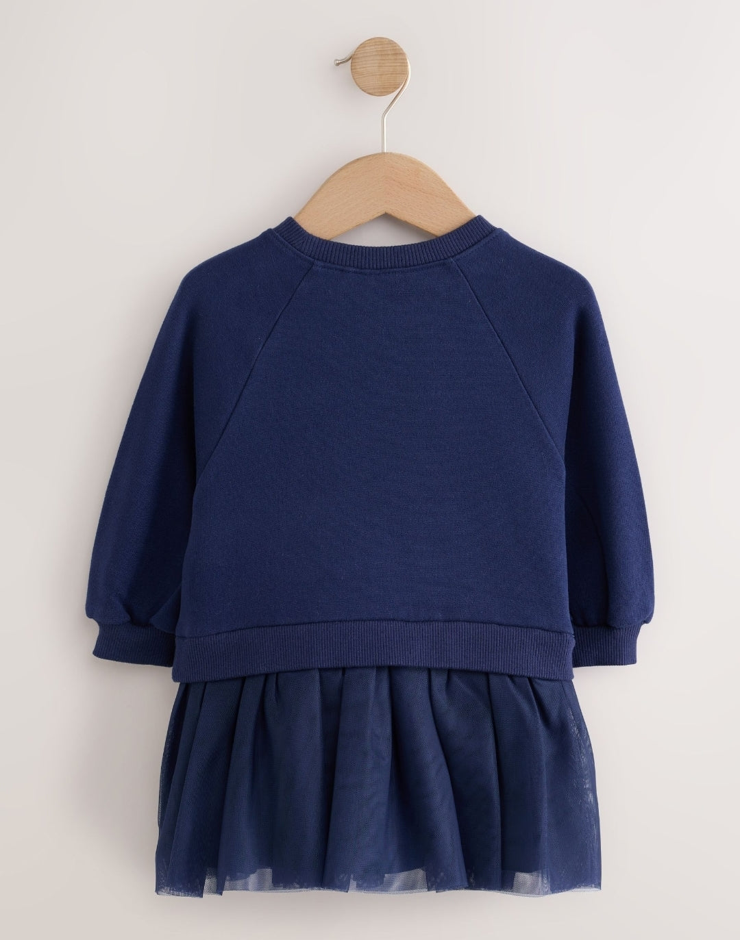 Navy Bow Long Sleeve Sweat Dress