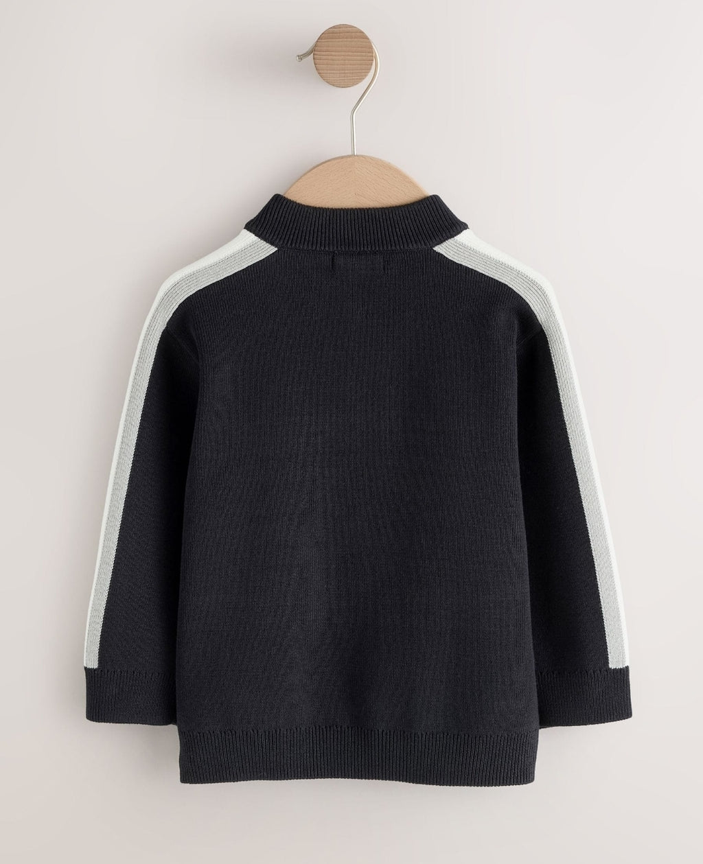 Black/White Zip Up Knitted Bomber Cardigan