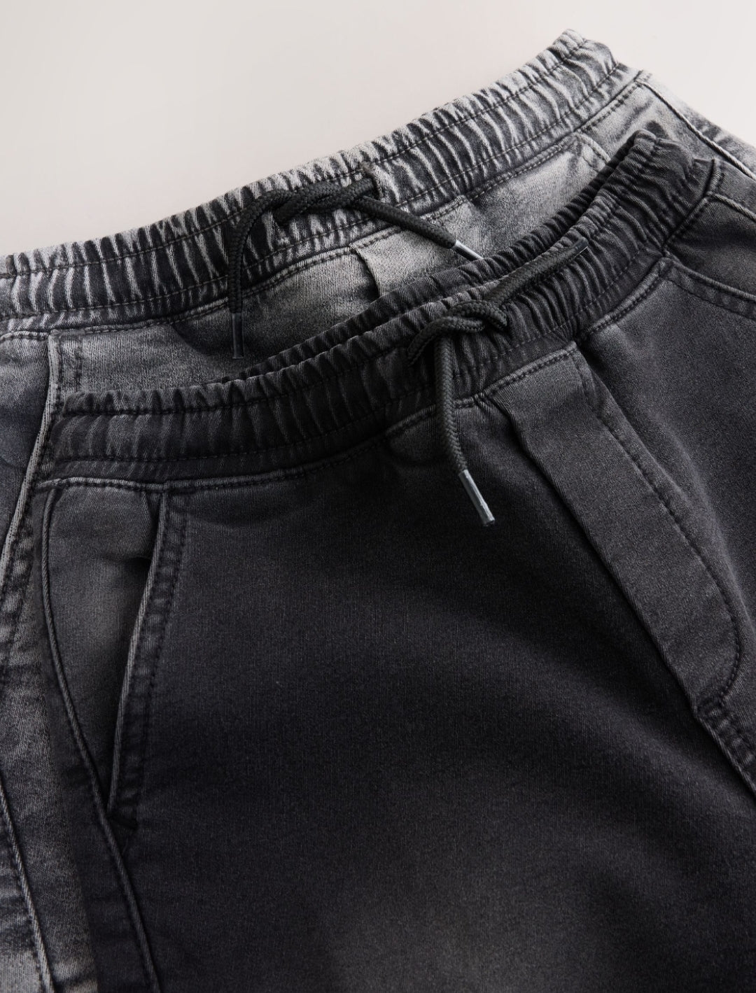 Black/Grey Loose Fit Elasticated Waist
Denim Cargos 2 Pack