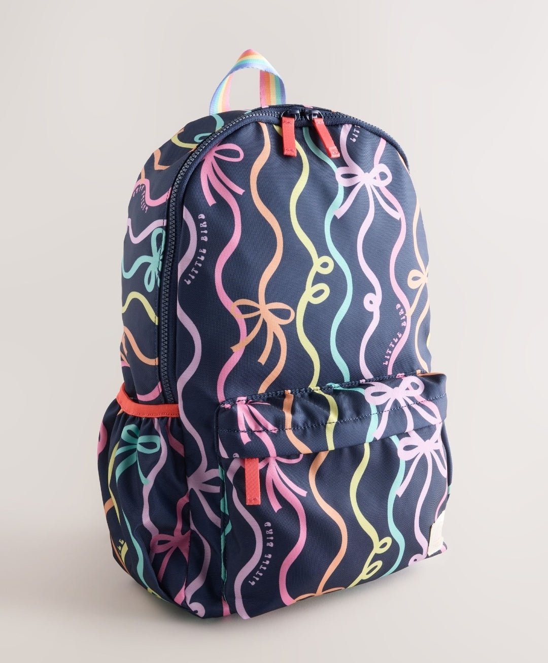 Little Bird by Jools Oliver Navy Back To School Pastel Rainbow Bow Backpack 16inch