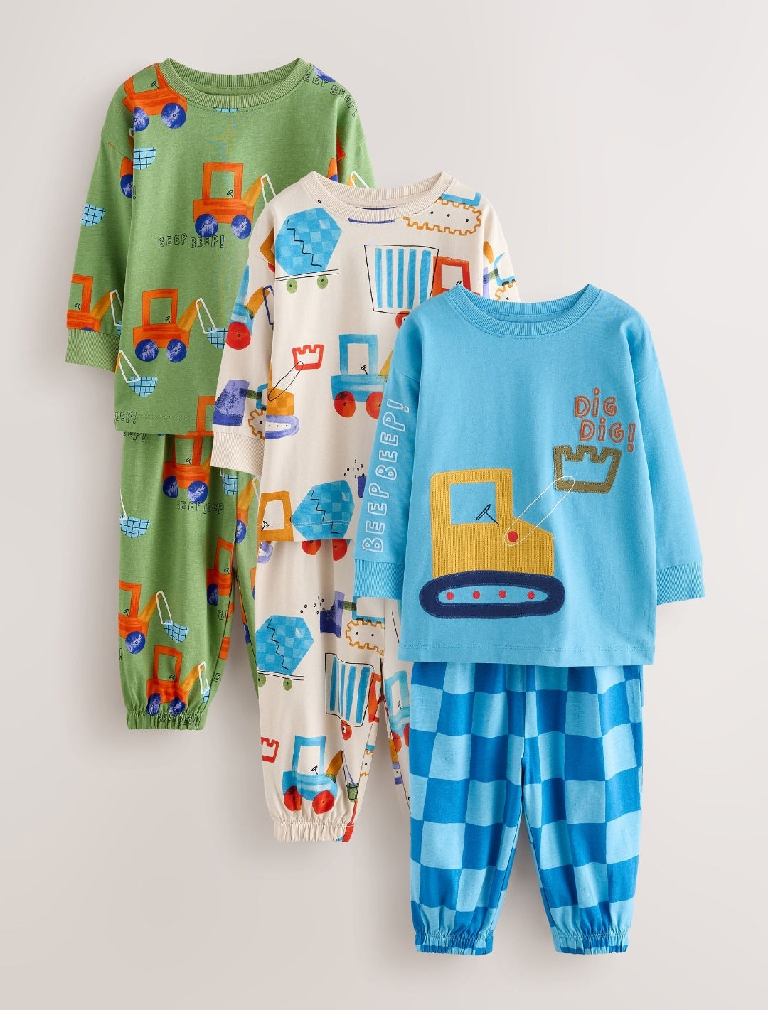 Bright Digger Oversized Pyjamas 3 Pack