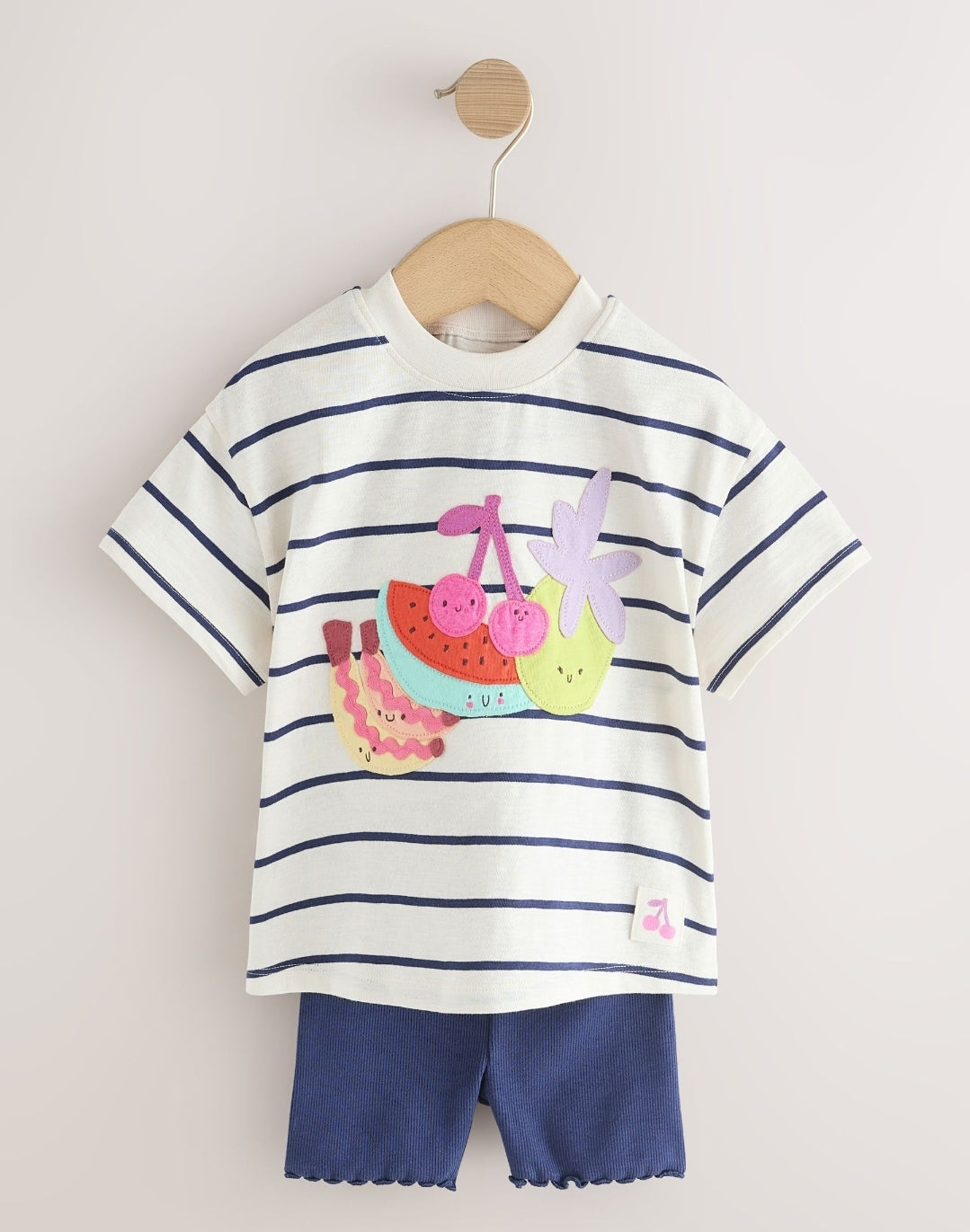 Blue/Ecru Short Sleeve T Shirt and Cycle Shorts Set