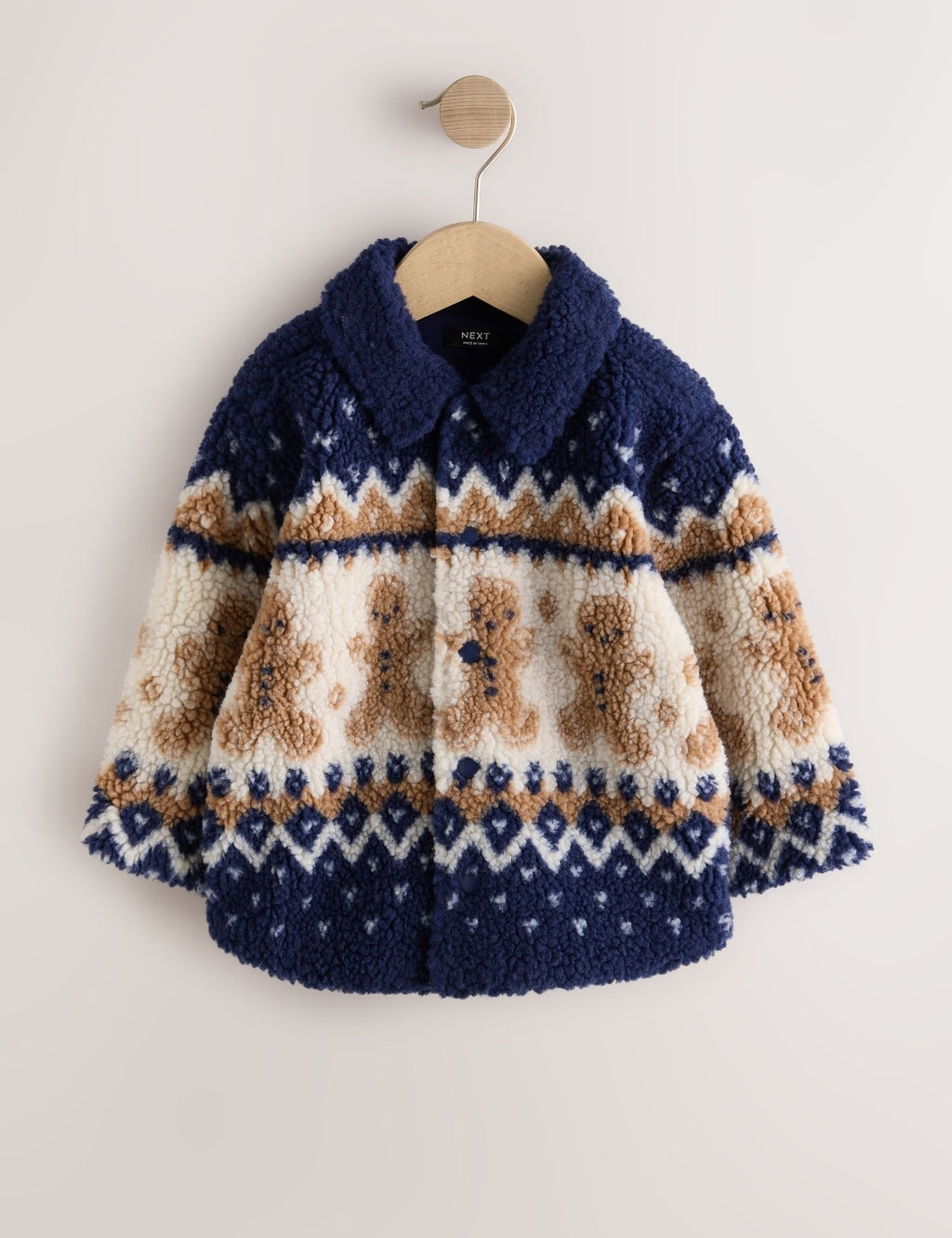 Navy Gingerbread Borg Fleece Shacket