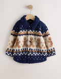 Navy Gingerbread Borg Fleece Shacket