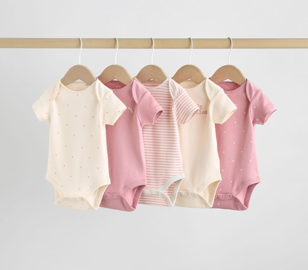 Pink Heart Baby Short Sleeve
Bodysuits 5 Pack