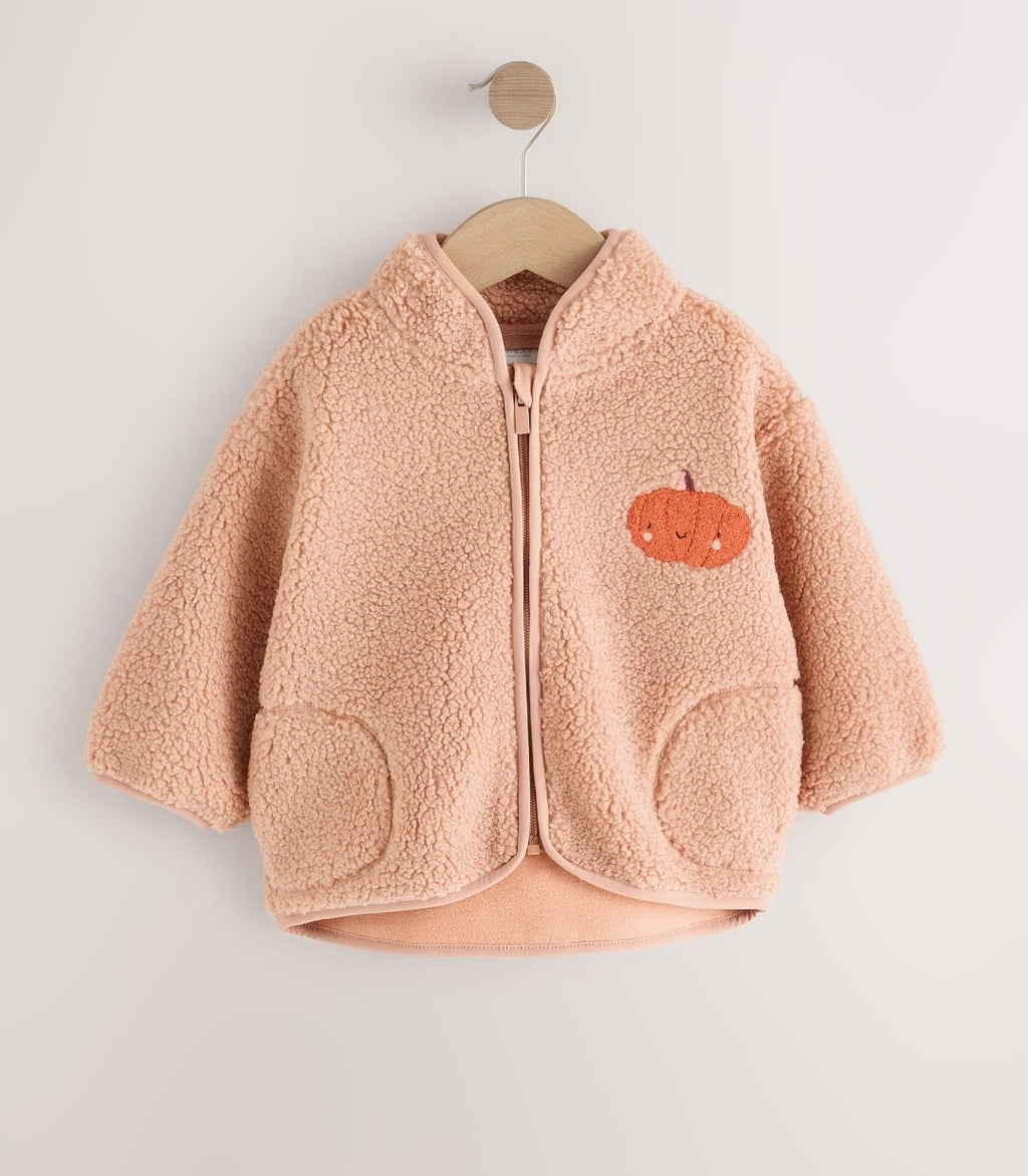Orange Pumpkin Zip Up Fleece