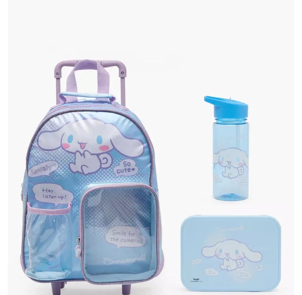 Sanrio Cinnamoroll Print 3-Piece School Trolley Bag Set 14 inches