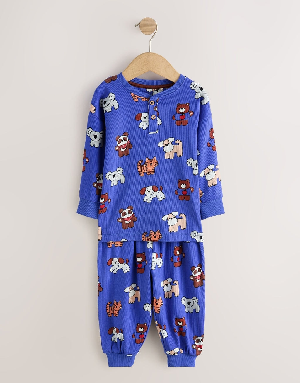 Blue Animal All Over Print Ribbon Wrapped Pyjamas Gift Set