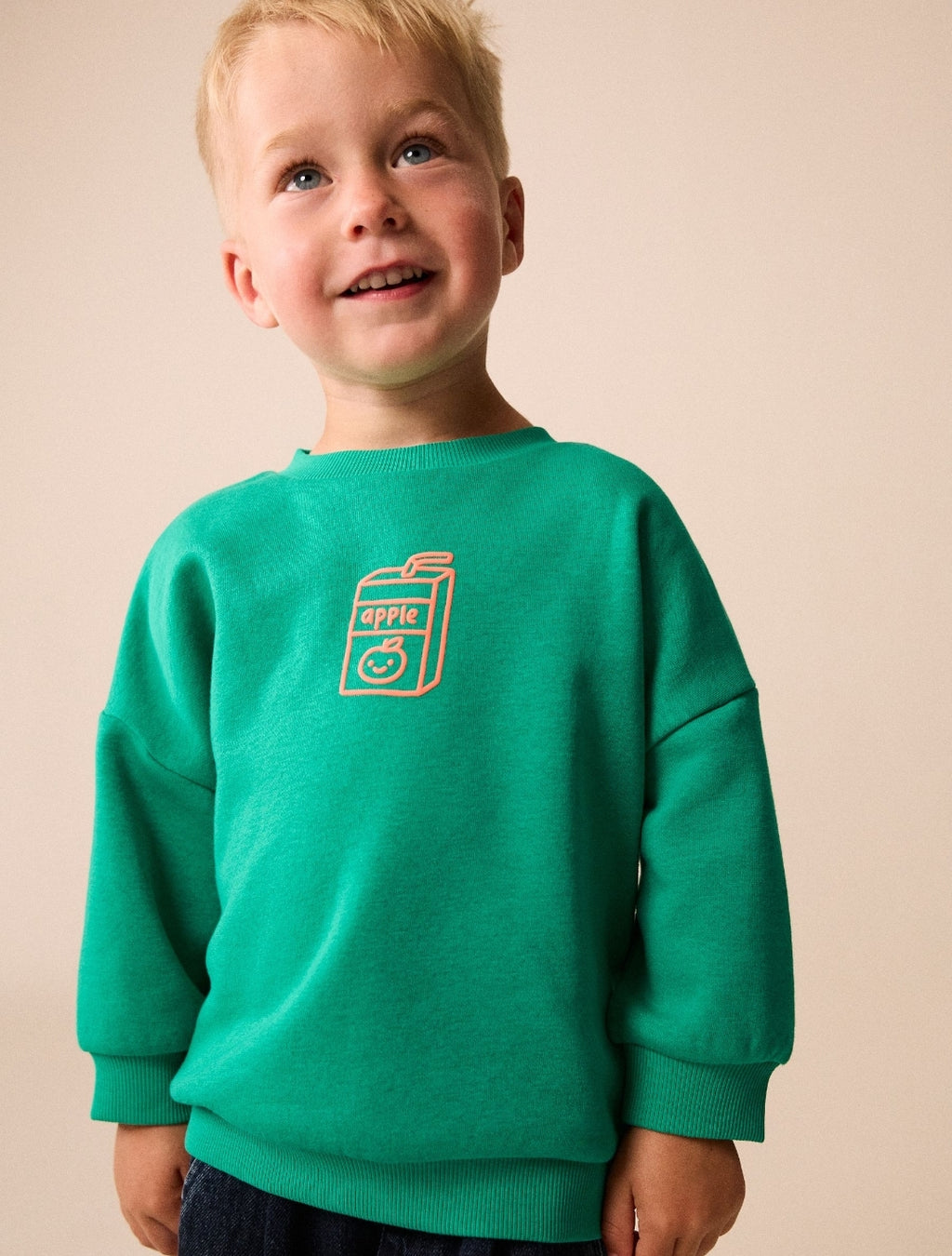 Green Juice Box Printed Crew Neck Sweat
Top