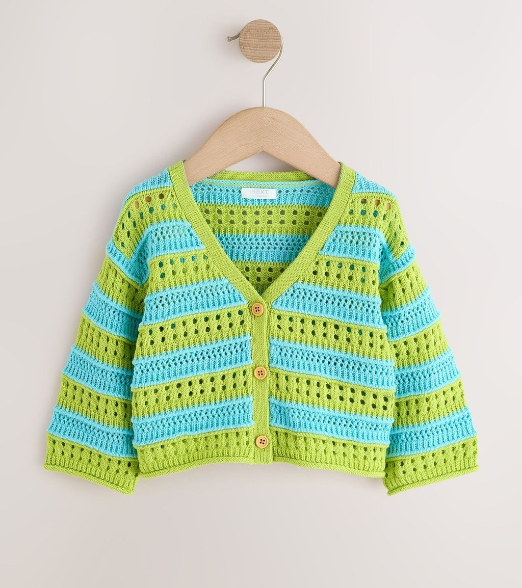 Green/Blue V-Neck Crochet
Cardigan