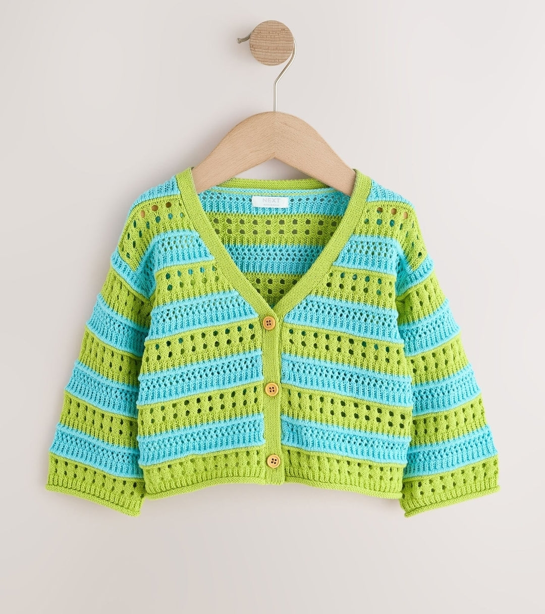 Green/Blue V-Neck Crochet
Cardigan