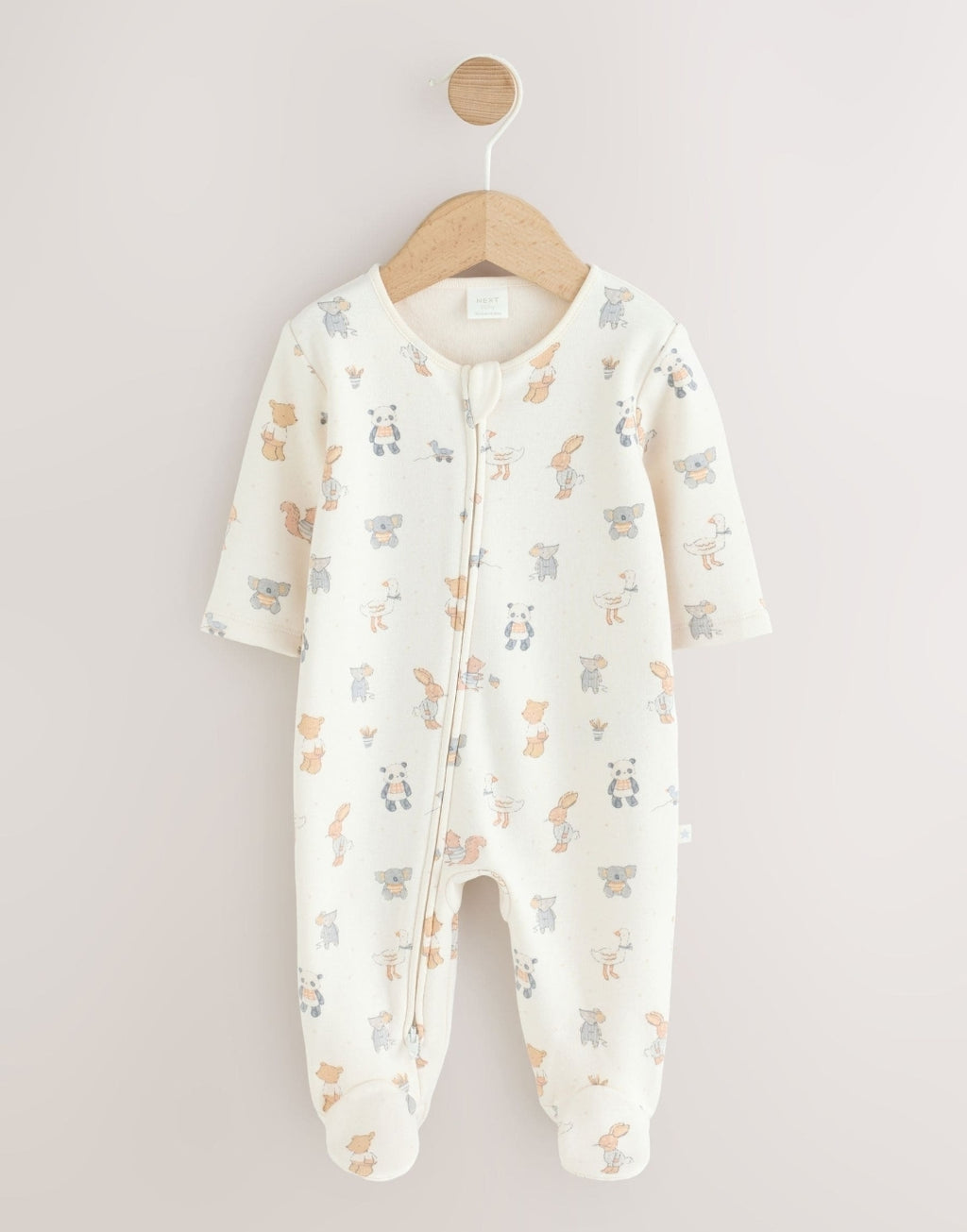 Neutral Animal Fleece Lined Two
Way Zip Baby Sleepsuit