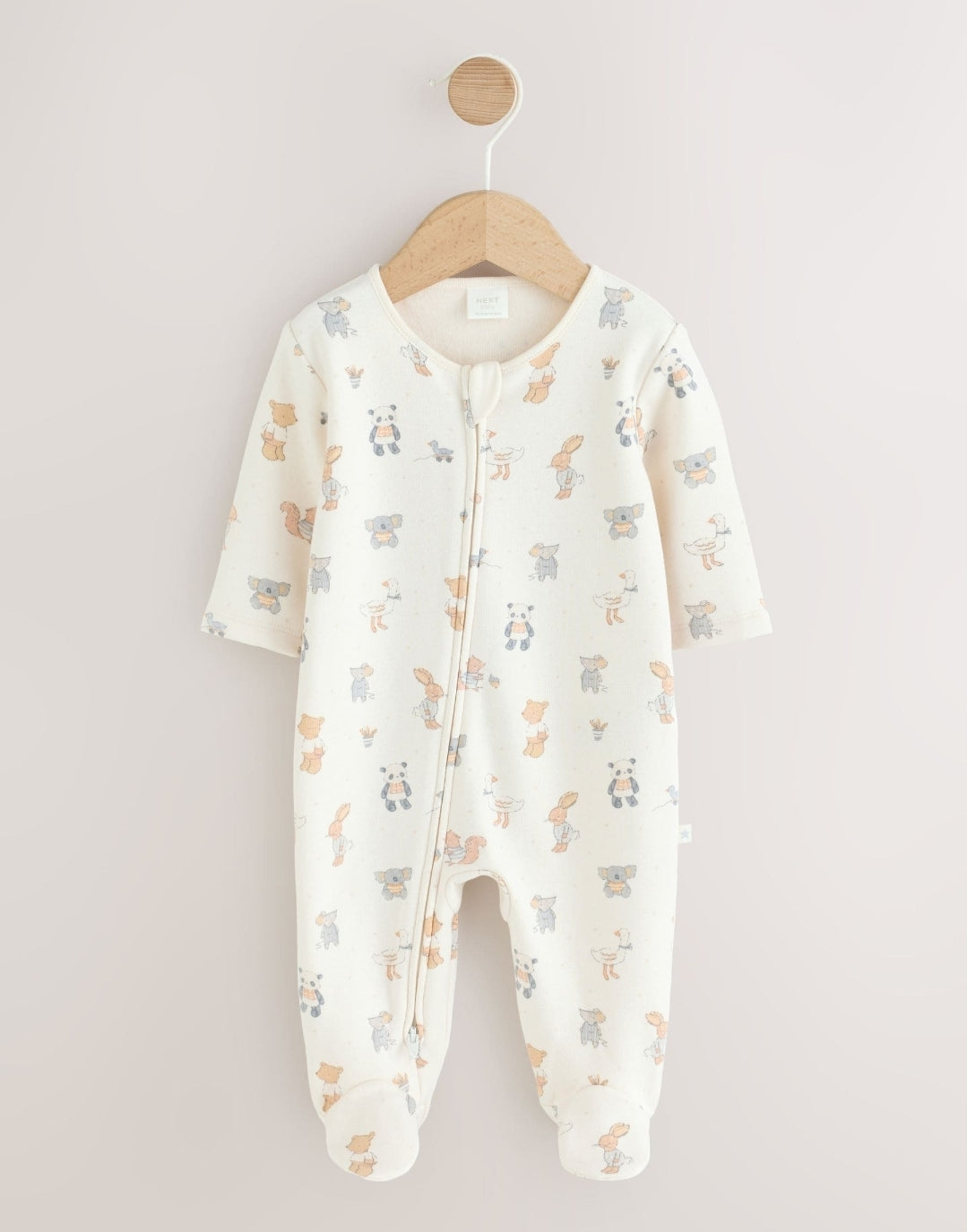 Neutral Animal Fleece Lined Two
Way Zip Baby Sleepsuit