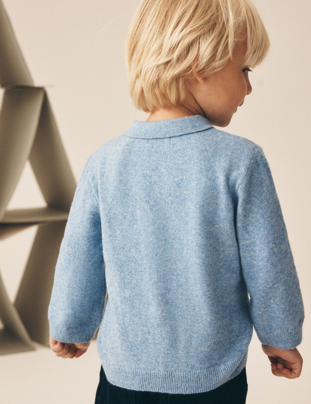 Blue Christmas Knitted Polo Shirt