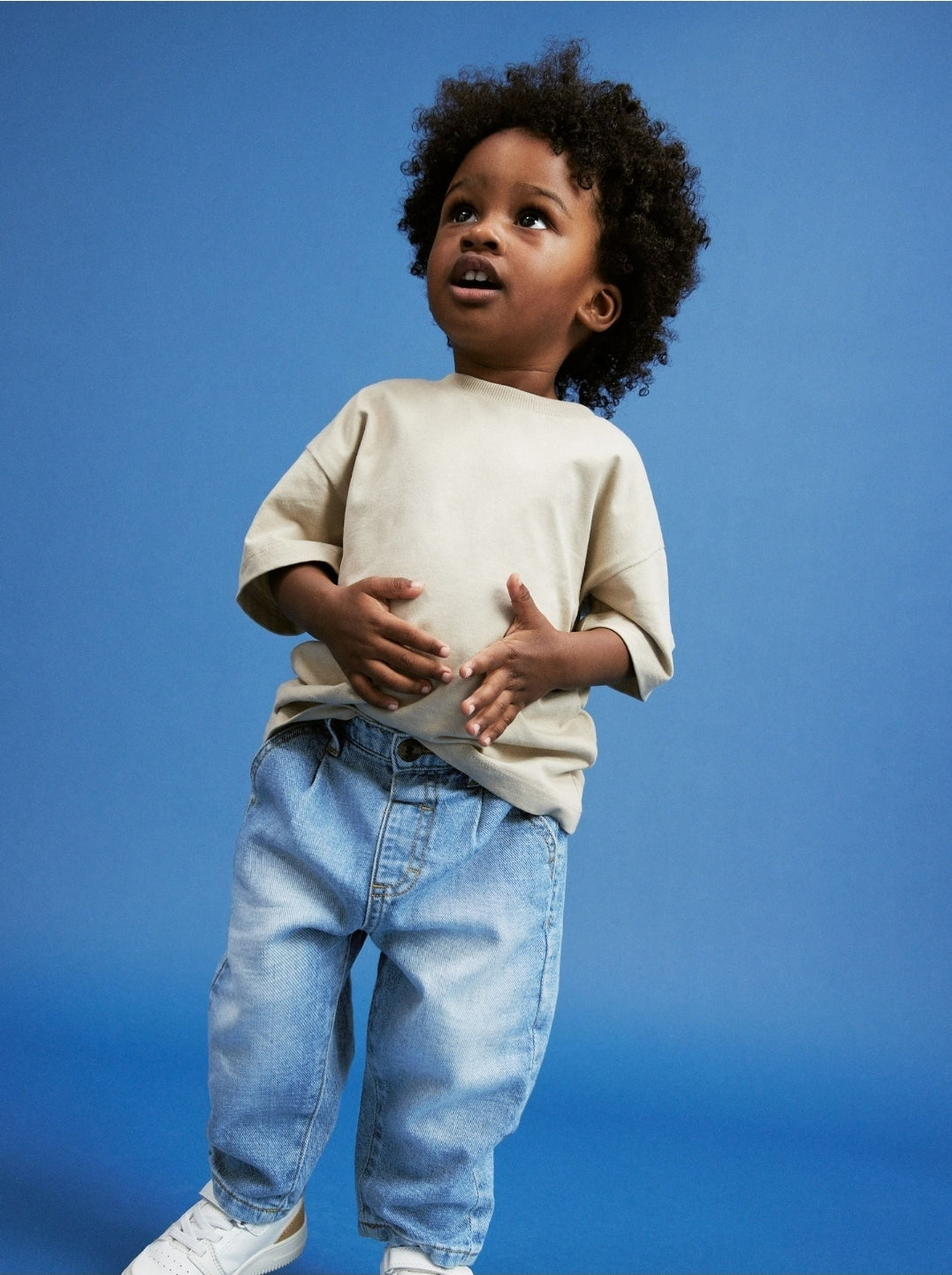 Light Blue Denim Loose Fit Pleat Front Jeans