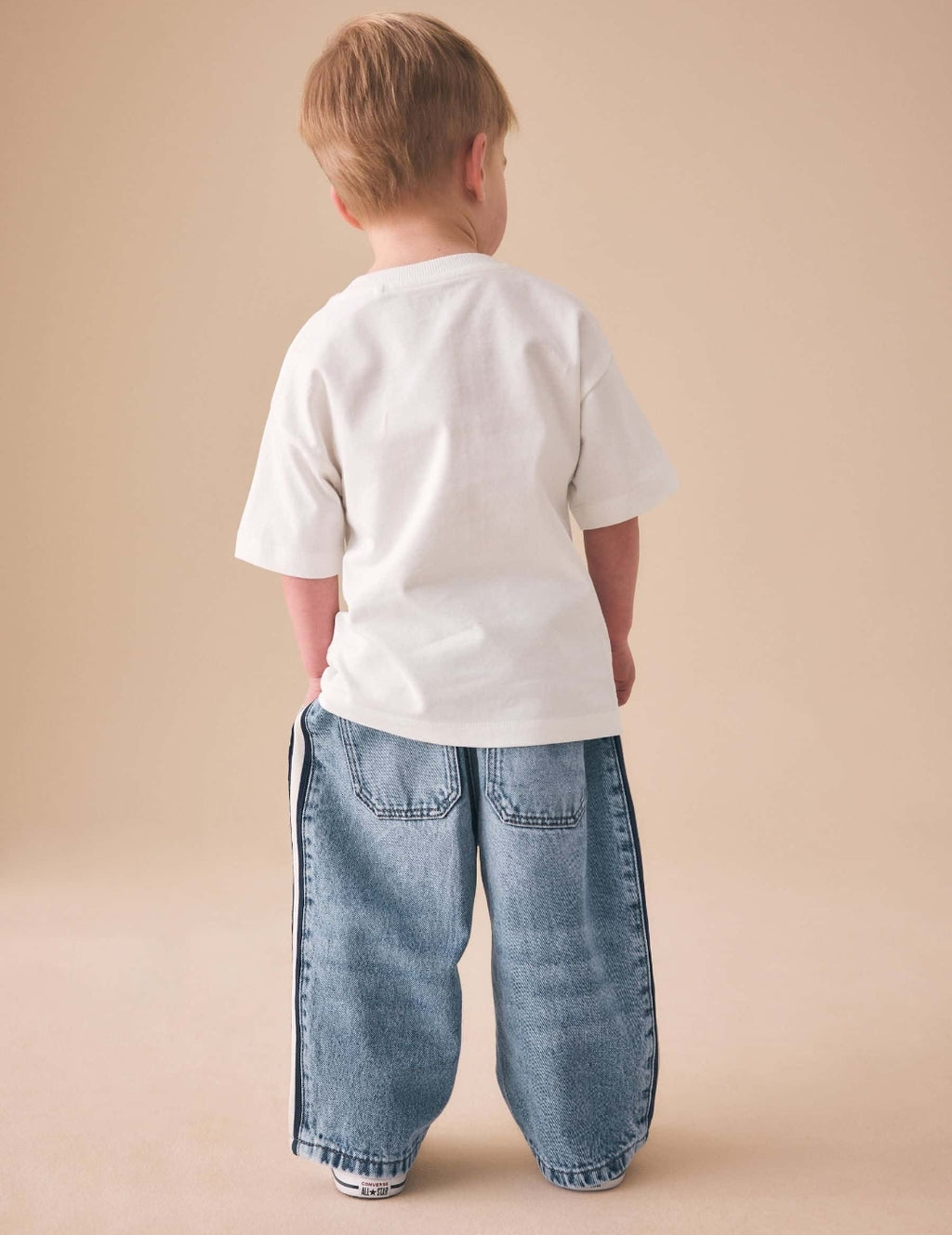 Light Blue Side Stripe Wide Fit Jeans