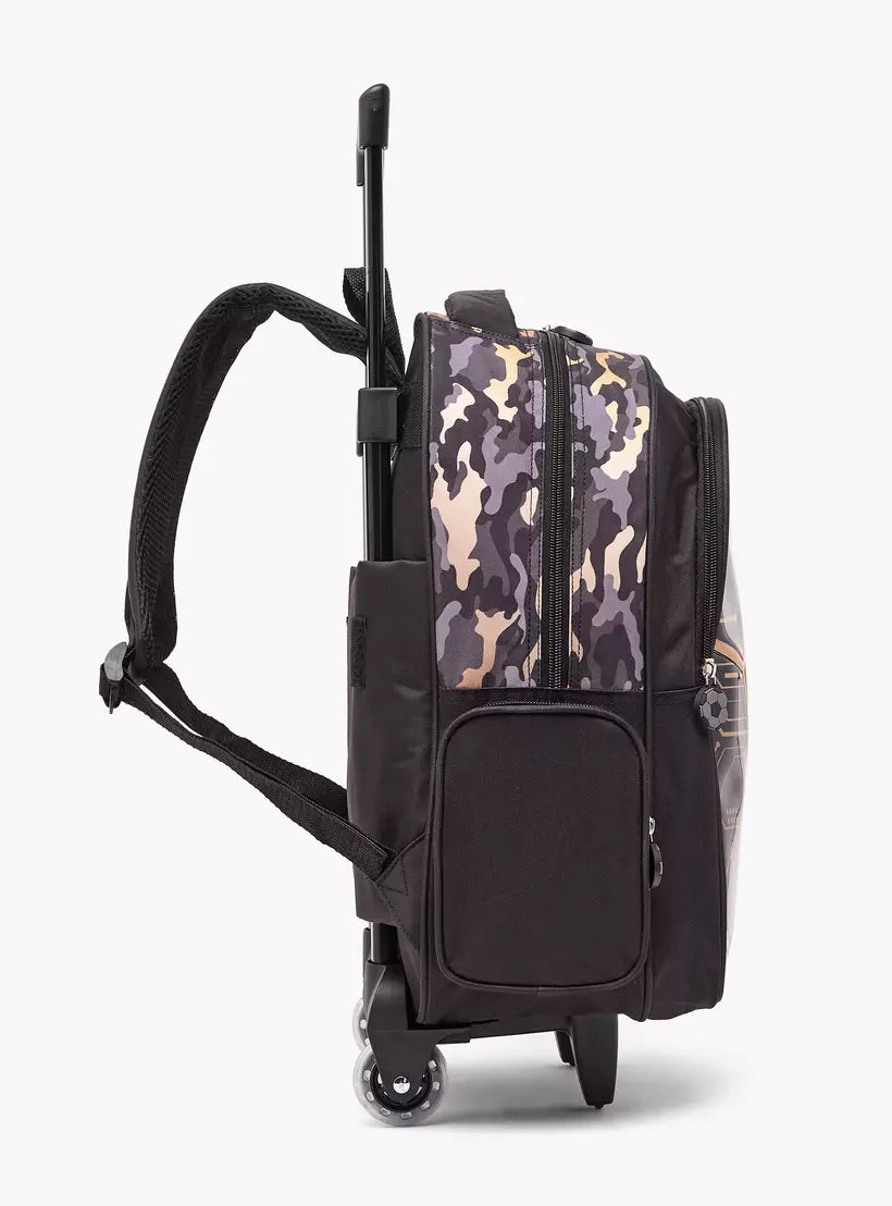 Juniors Football Print 5-Piece School Trolley Bag Set 16 inches