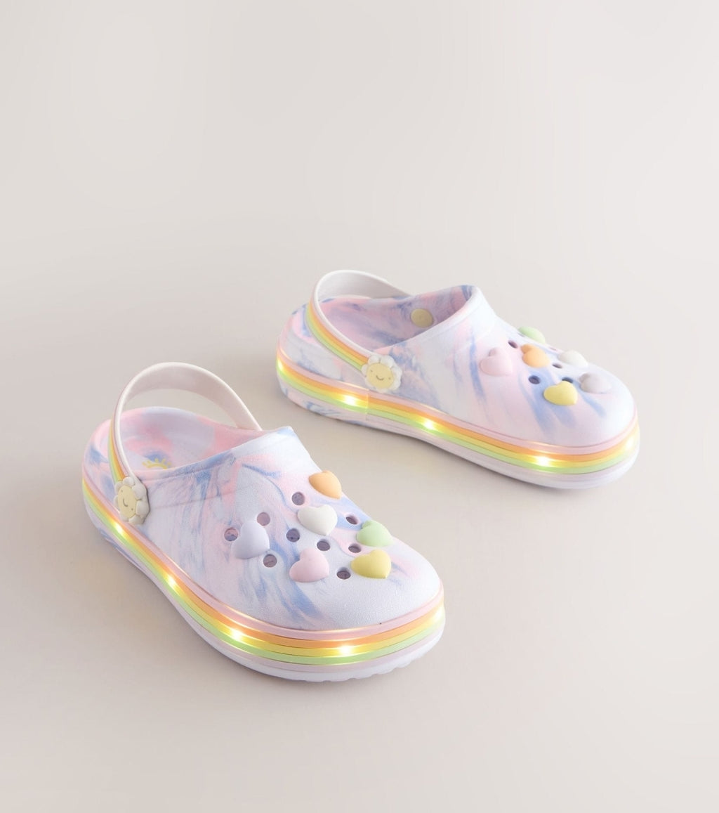 Pink/Purple Heart Light up Clogs