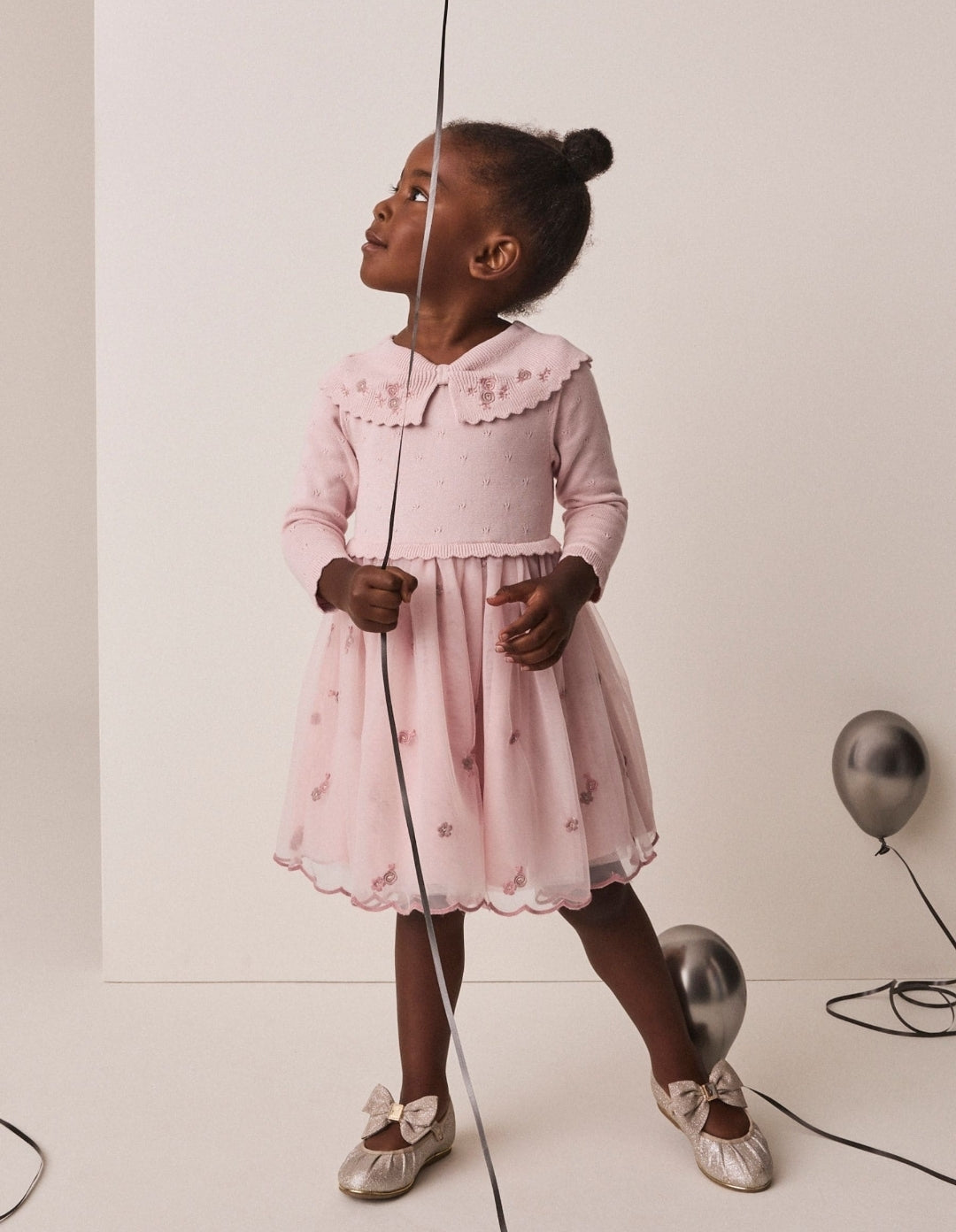 Pink Occasion Bow Collar Dress