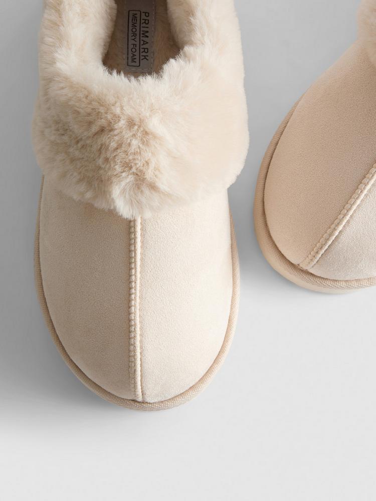 Primark Faux Fur Trim Mule Slippers