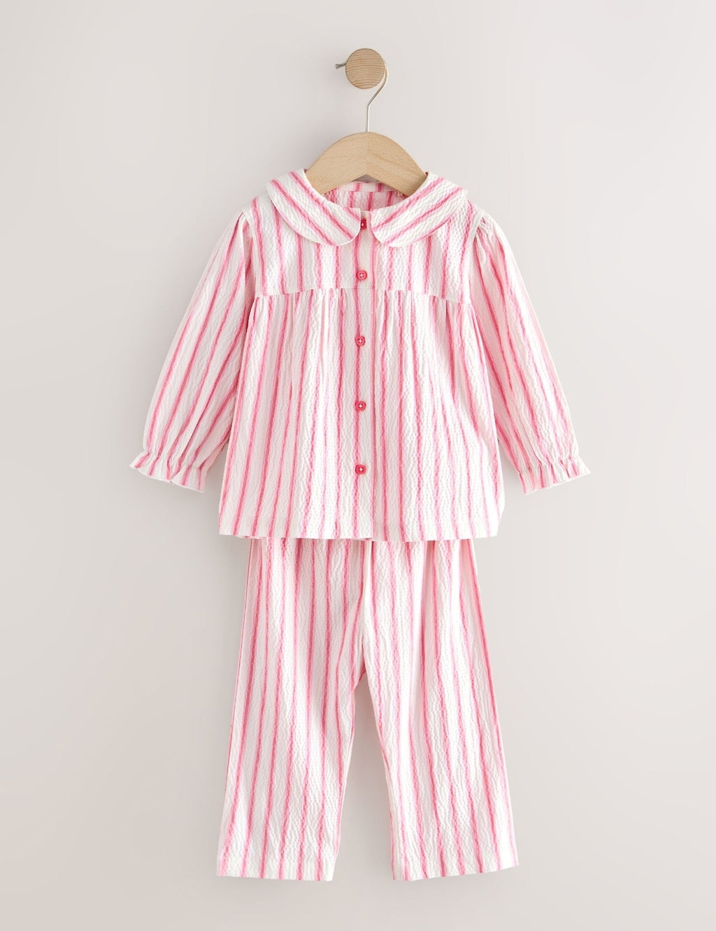 Pink Stripe Woven Button Through Pyjamas