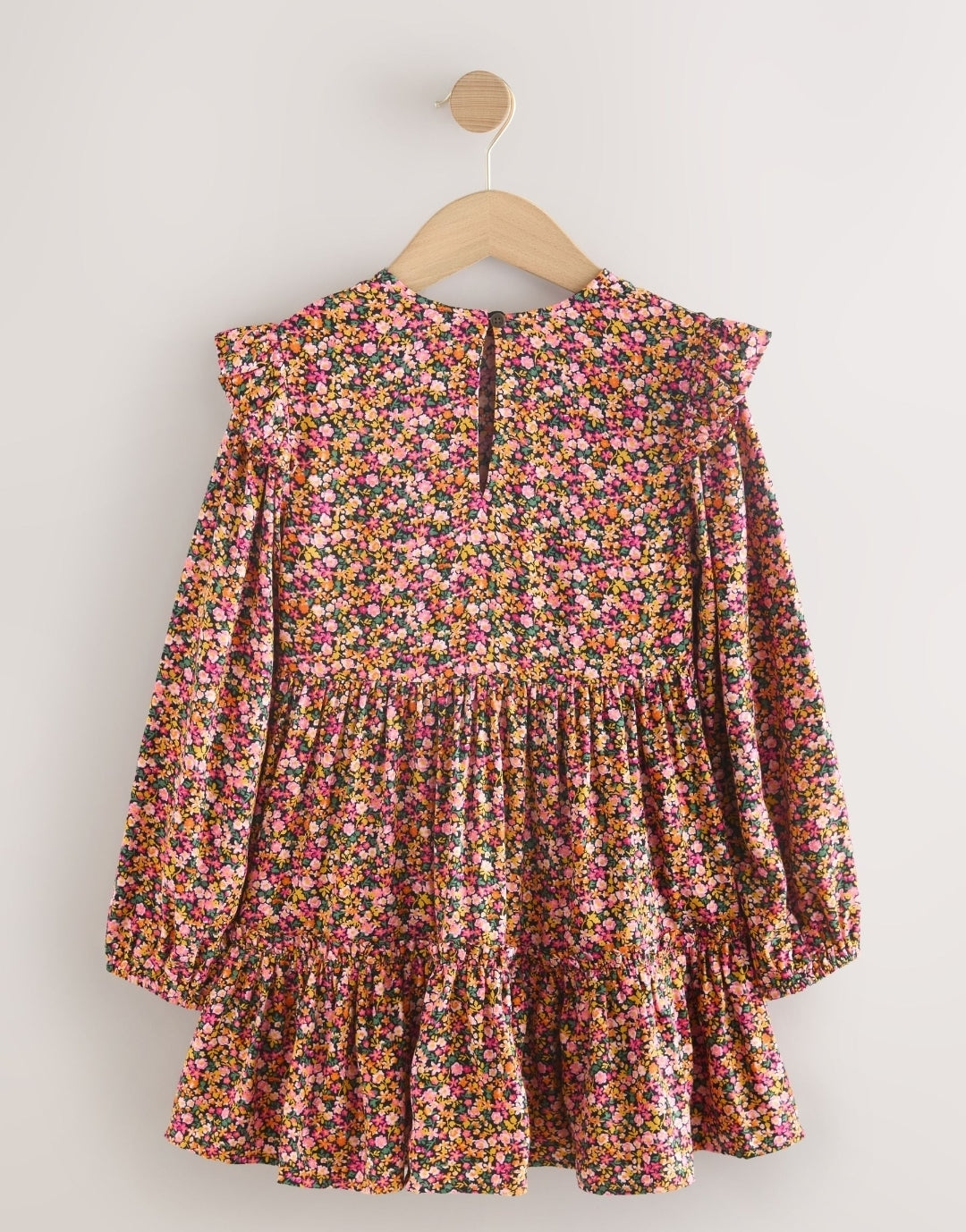Berry Pink Ditsy Long Sleeve Ruffle
Dress