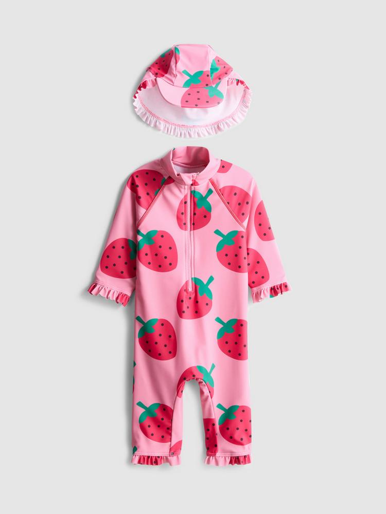 Printed Swimsuit and Sun Hat Set