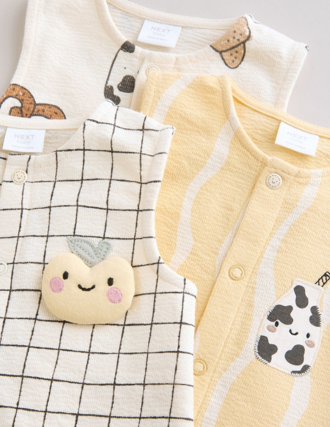 Milk Club Printed Jersey Baby
Rompers 3 Pack