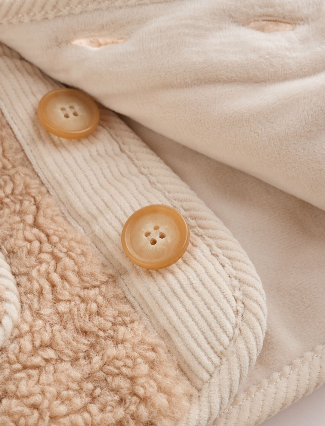 Caramel Borg Hooded Fleece Lined Baby Jacket