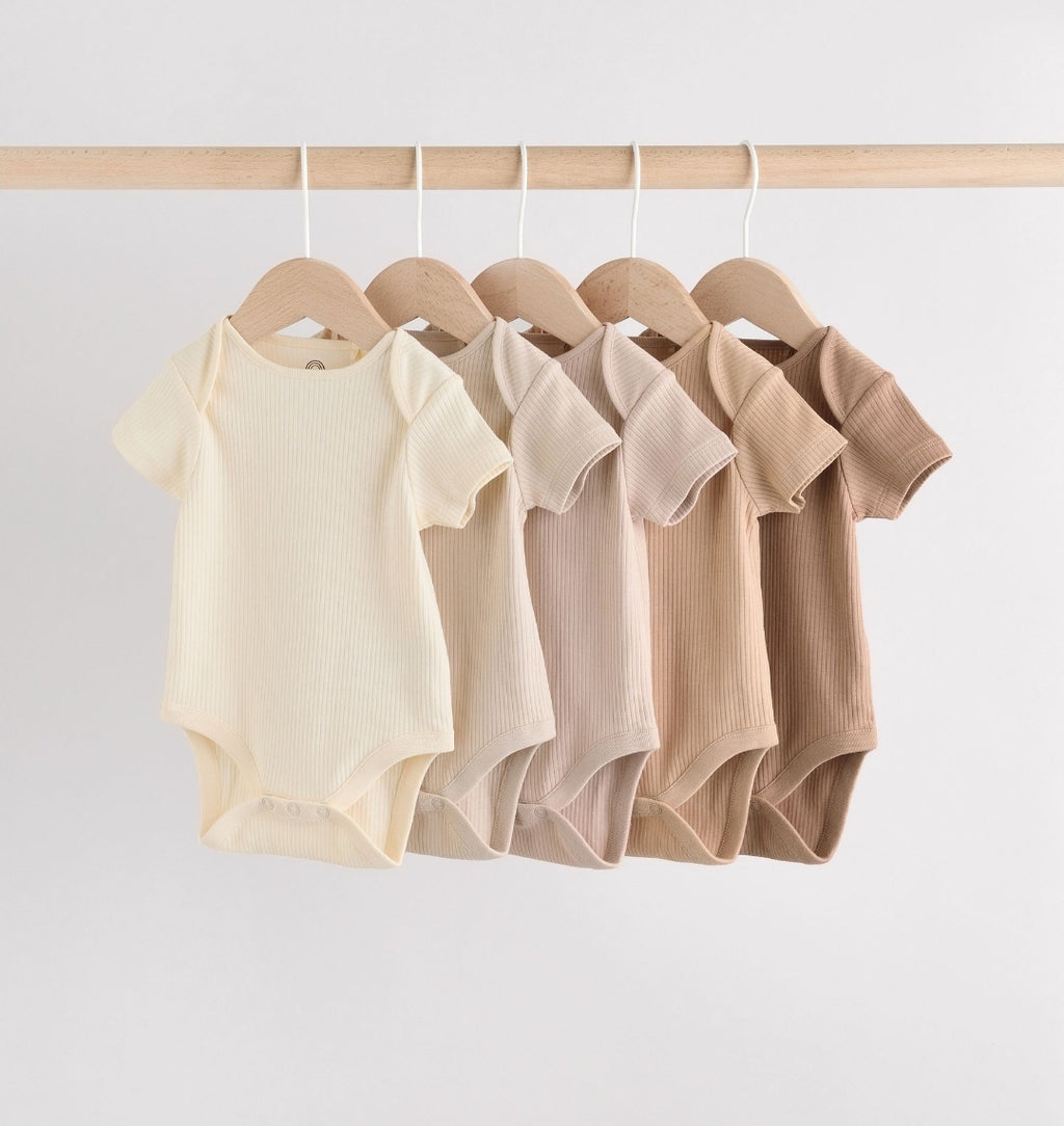Cream Baby Short Sleeve
Bodysuits 5 Pack