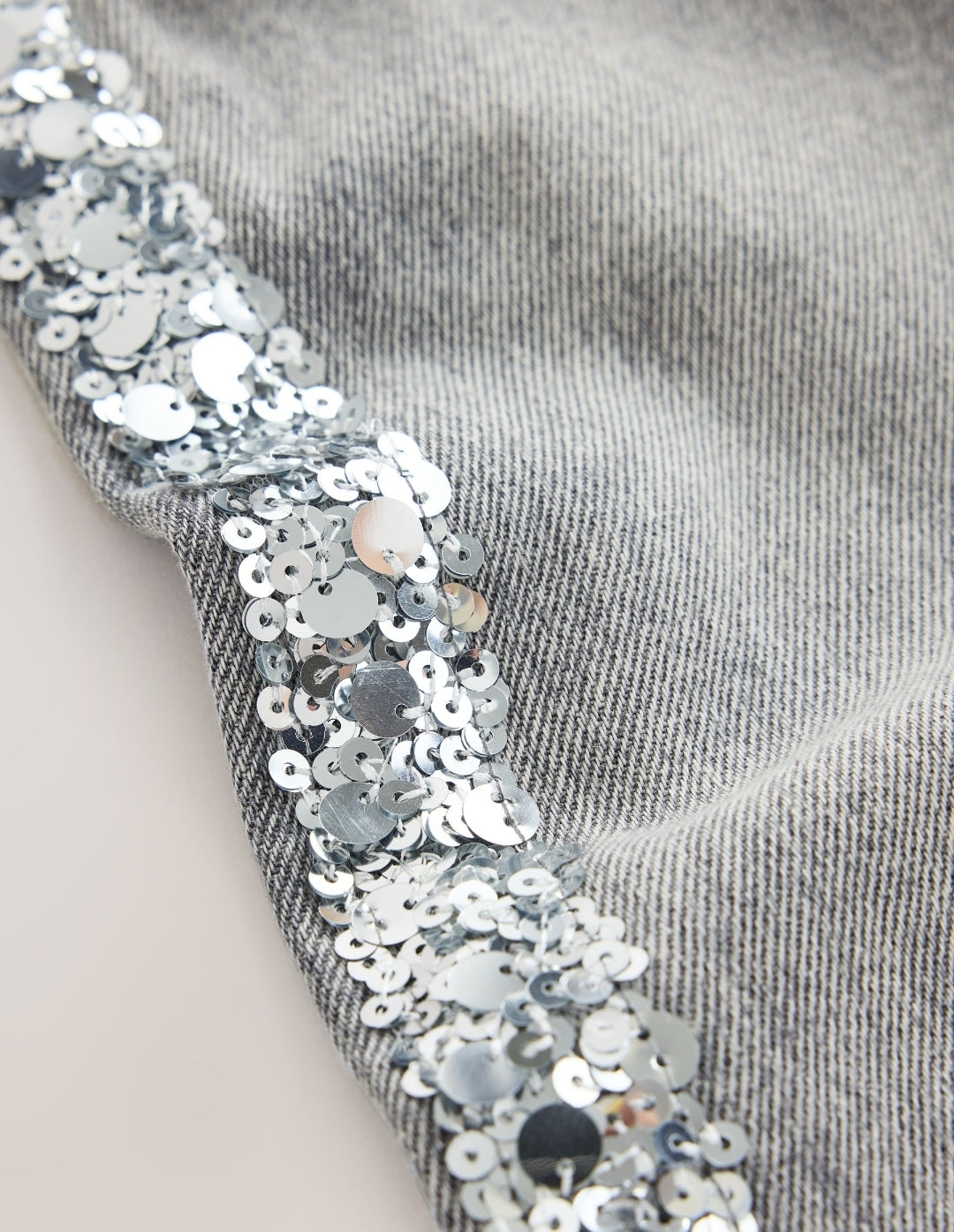Grey/ Silver Sequin Side Tape WideJeans