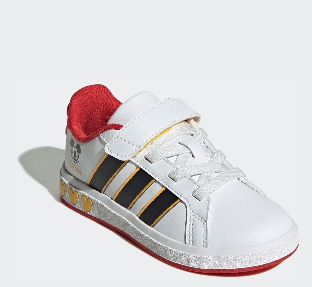 adidas White/Gold Disney Mickey Mouse Grand Court Kids Trainers