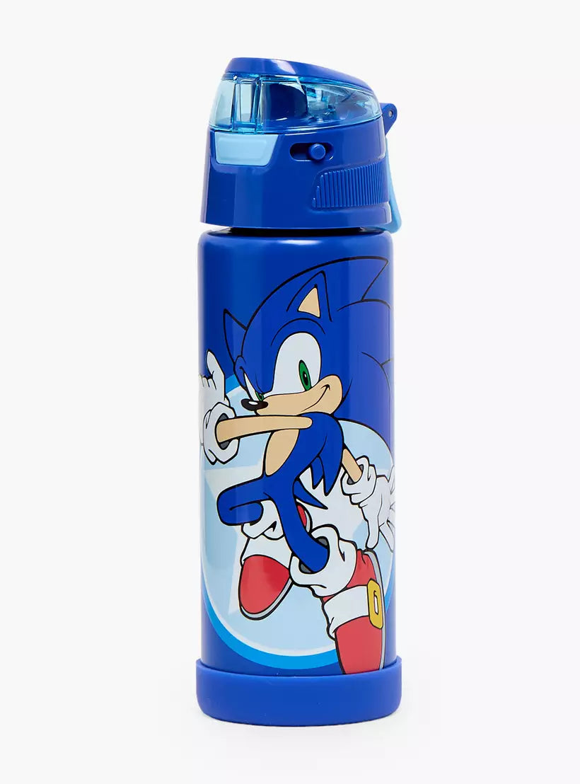 Hollywood Magic Sonic Print Stainless Steel Water Bottle with Spout and Handle