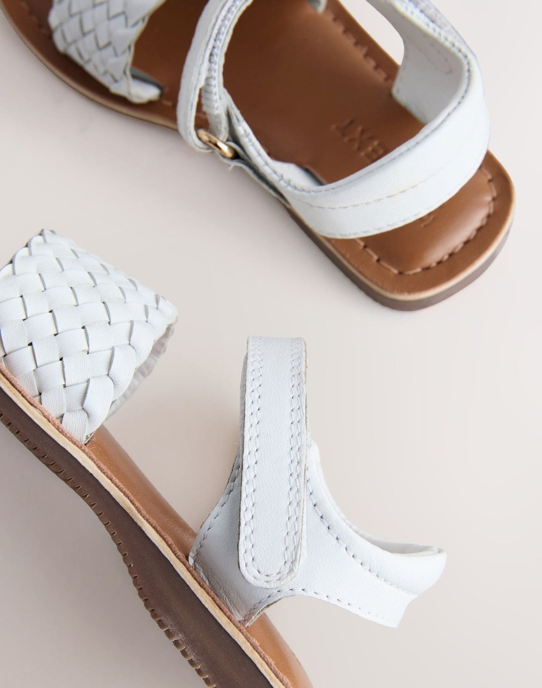 White Wide Fit (G) Leather 
Sandals with Touch Fastening
