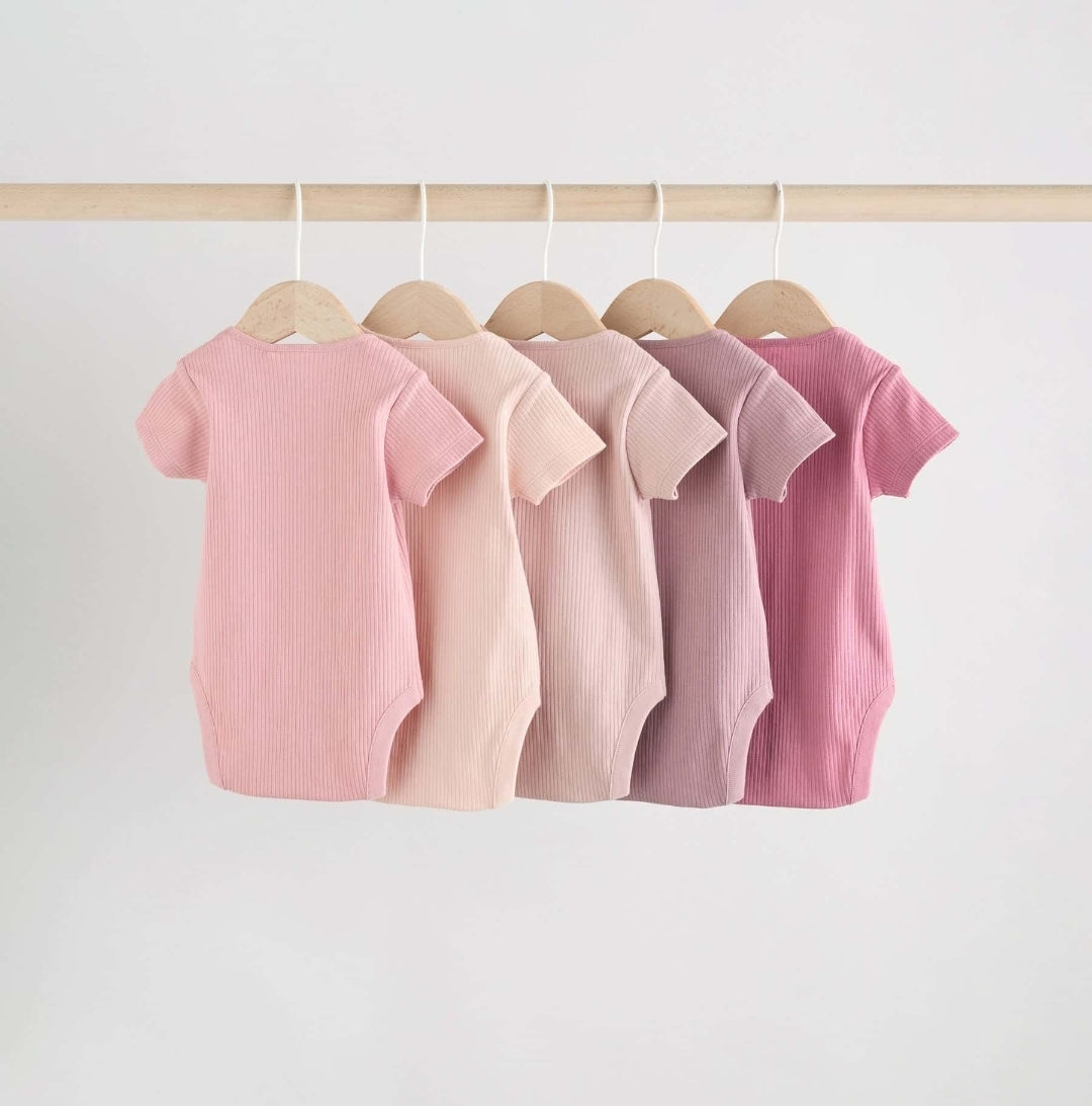 Pink 5 Pack Short Sleeve Baby
Bodysuits