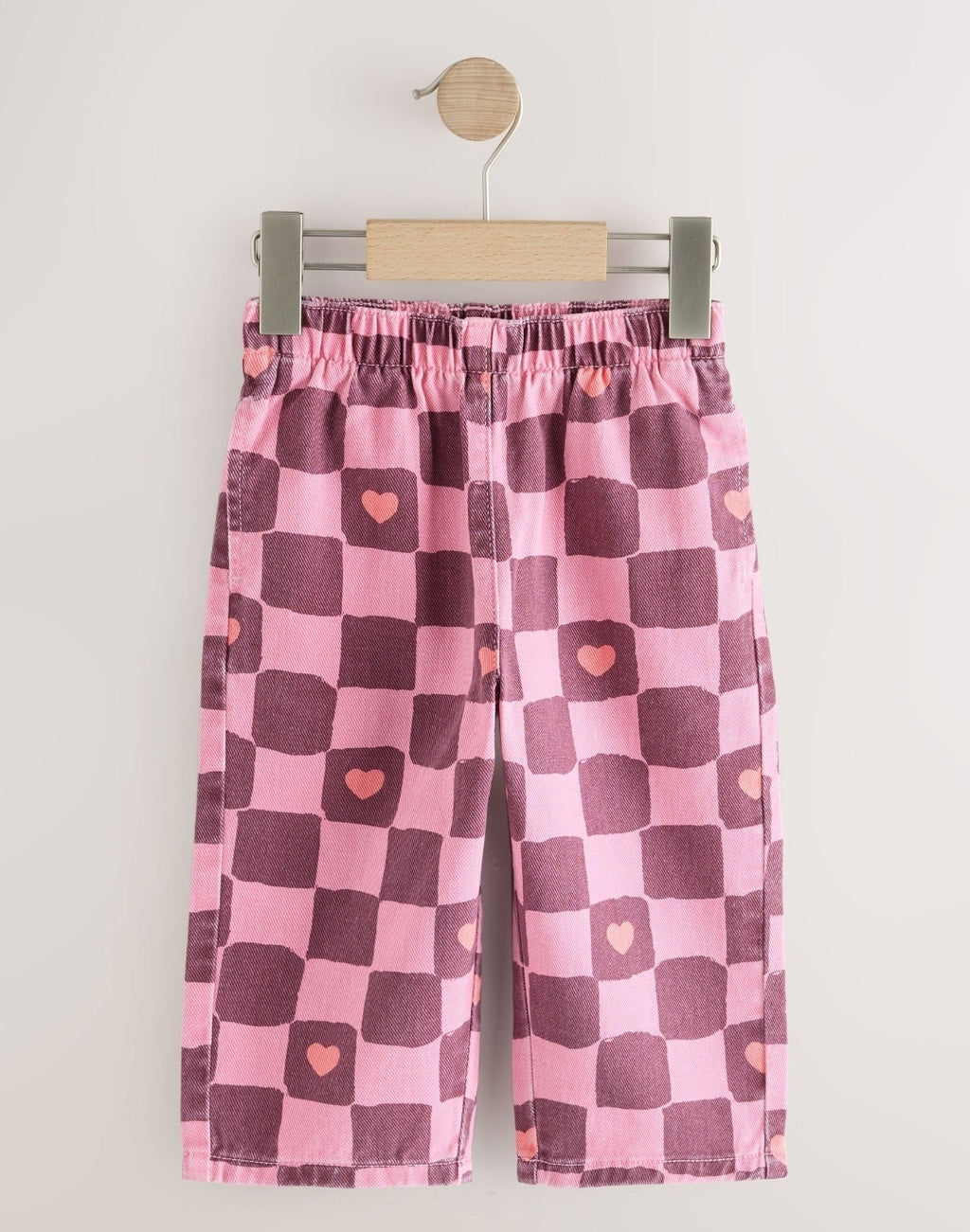Pink/Burgundy Red Check PrintedJeans