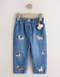 Dog Embroidered Mom Jeans