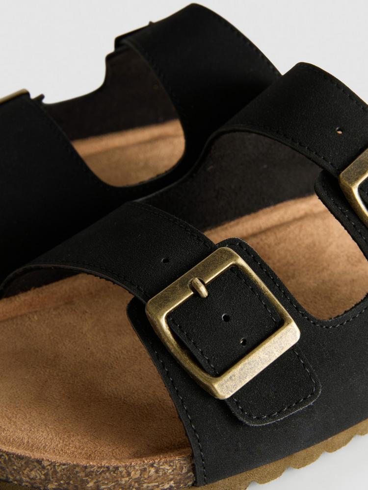 Double Buckle Strap Mule Sandals