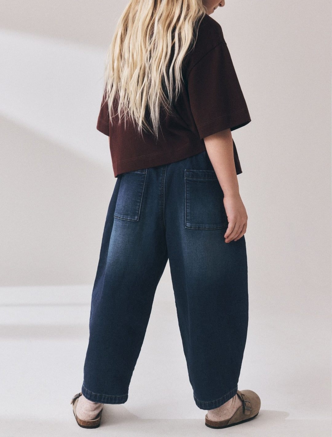 Dark Wash Jersey Denim Baggy Loose Fit Jeans