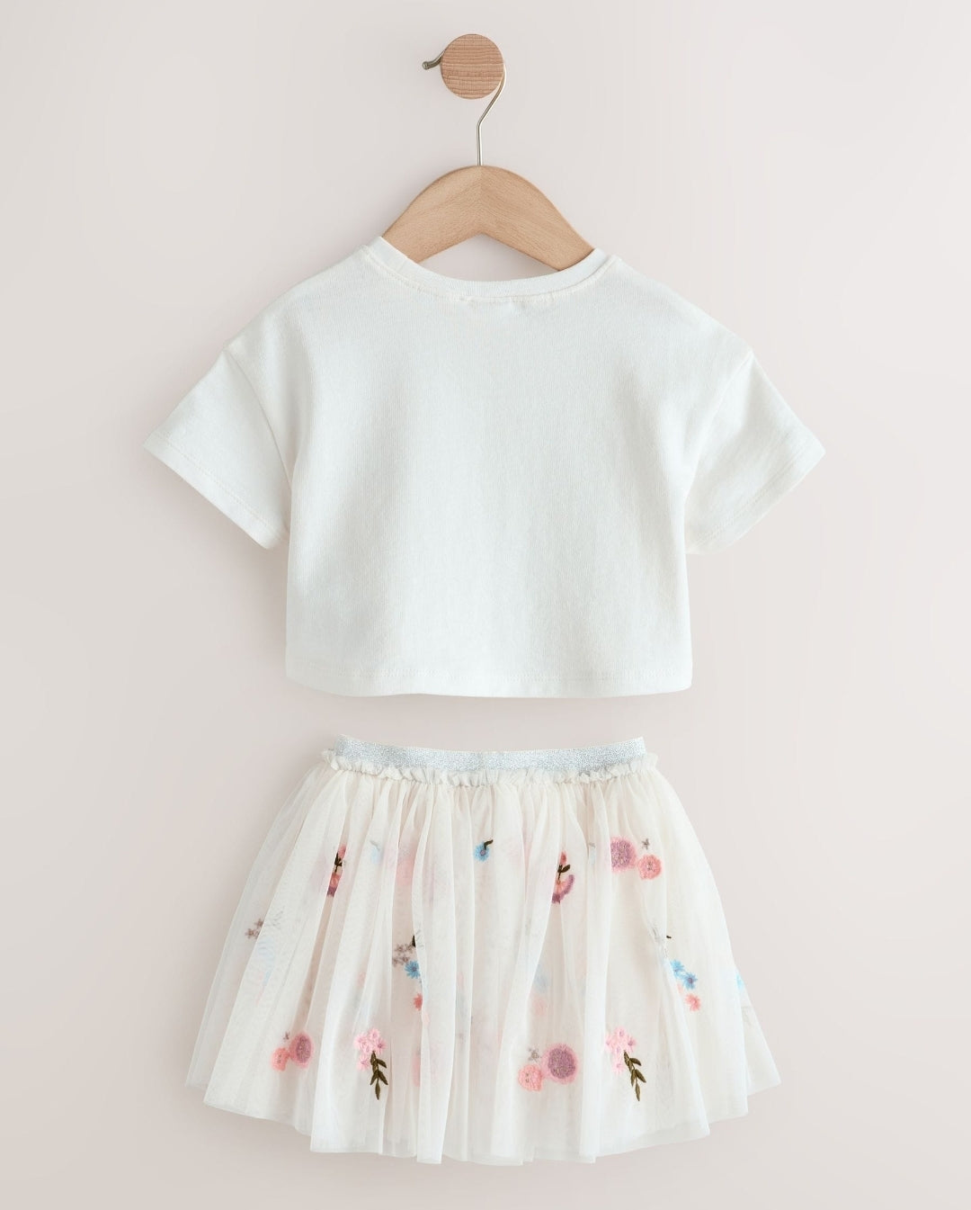 White Embroidered Top & Skirt Set