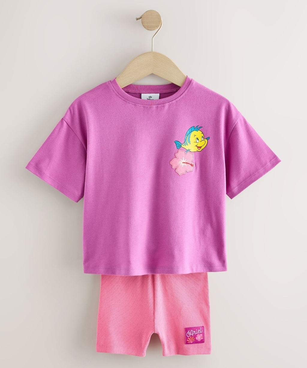 Purple Disney Little Mermaid Short Sleeve T-Shirt and Rib Cycle Short