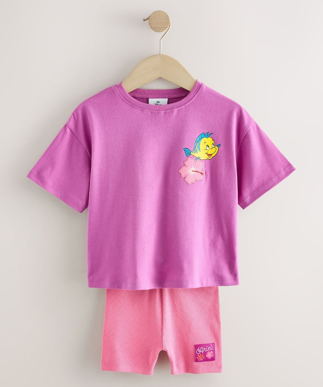 Purple Disney Little Mermaid Short Sleeve T-Shirt and Rib Cycle Short