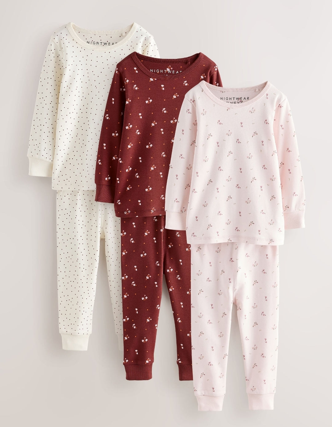 Pink/Brown Ditsy Print Snuggle
Pyjamas 3 Pack