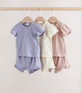 Purple Floral Short Sleeve Top and Shorts Baby Set 6 Piece